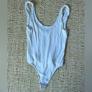 Aritzia White Ribbed Bodysuit Size S